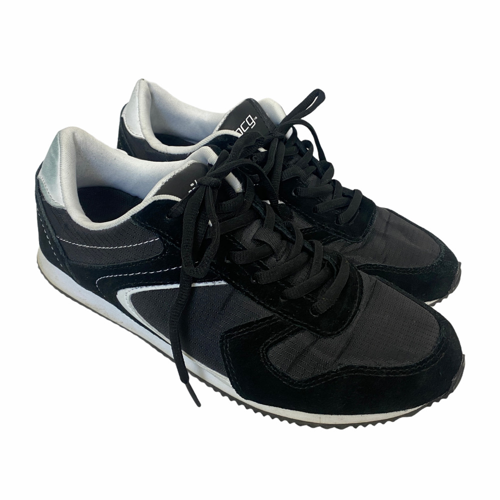 BCG Womens‎ 9 Revitasole Sneakers Running Shoes Black Athletic Leather Low Top
